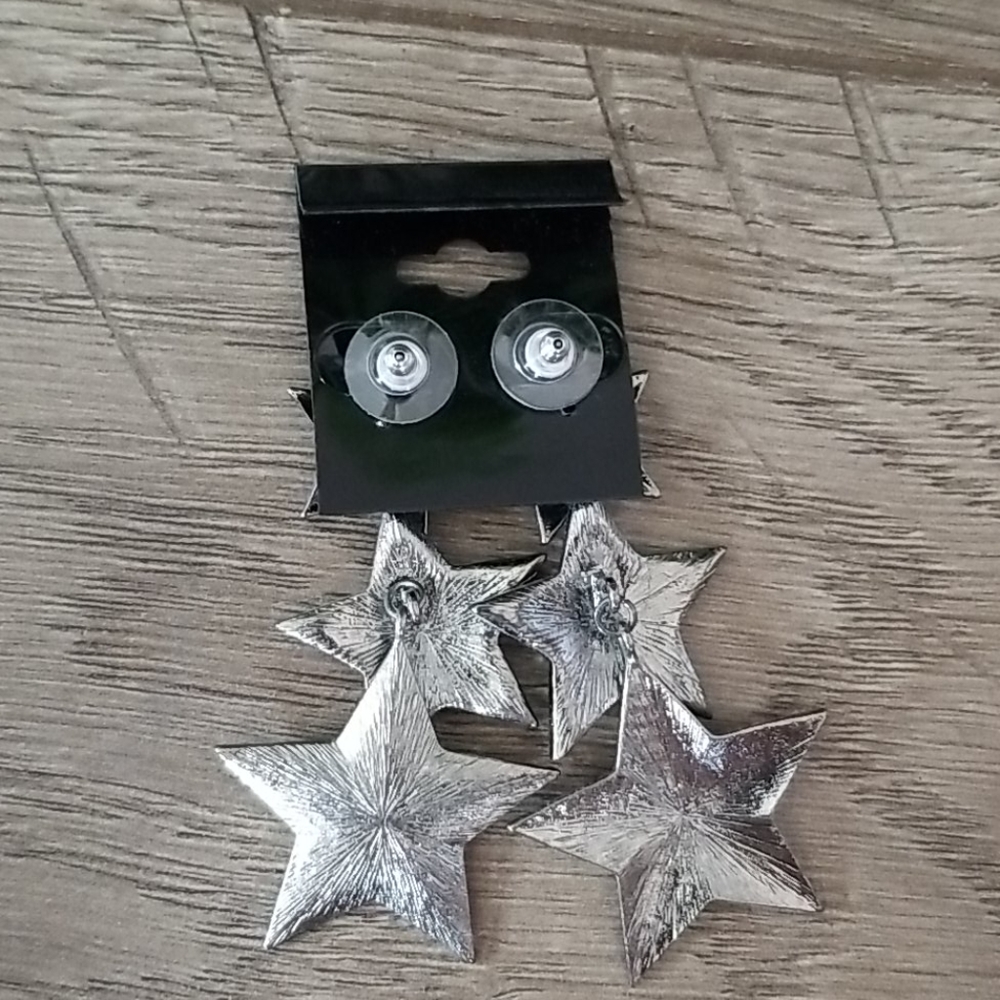 Dangling 3 star earrings - Picture 3 of 4